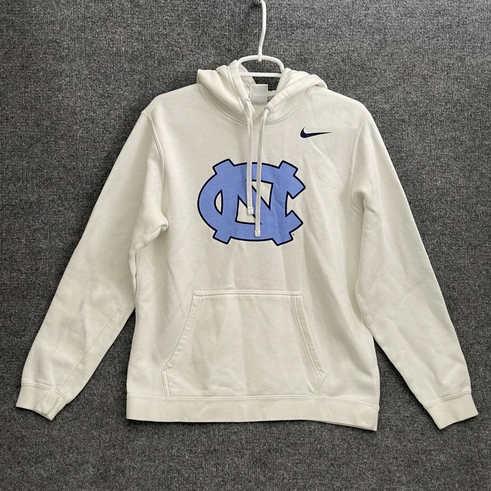 Nike North Carolina Tar Heels Hoodie Mens Sz M White Pullover